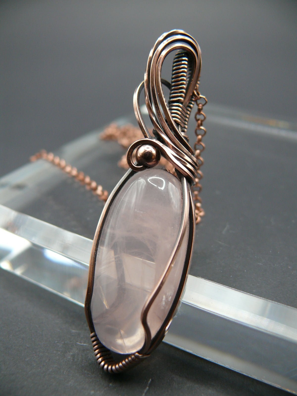 Pink rose quartz pendant