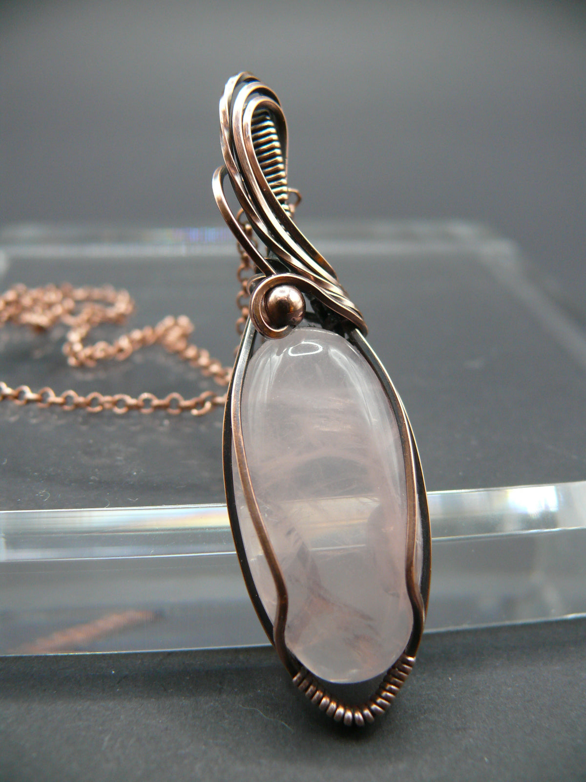 Pink rose quartz pendant