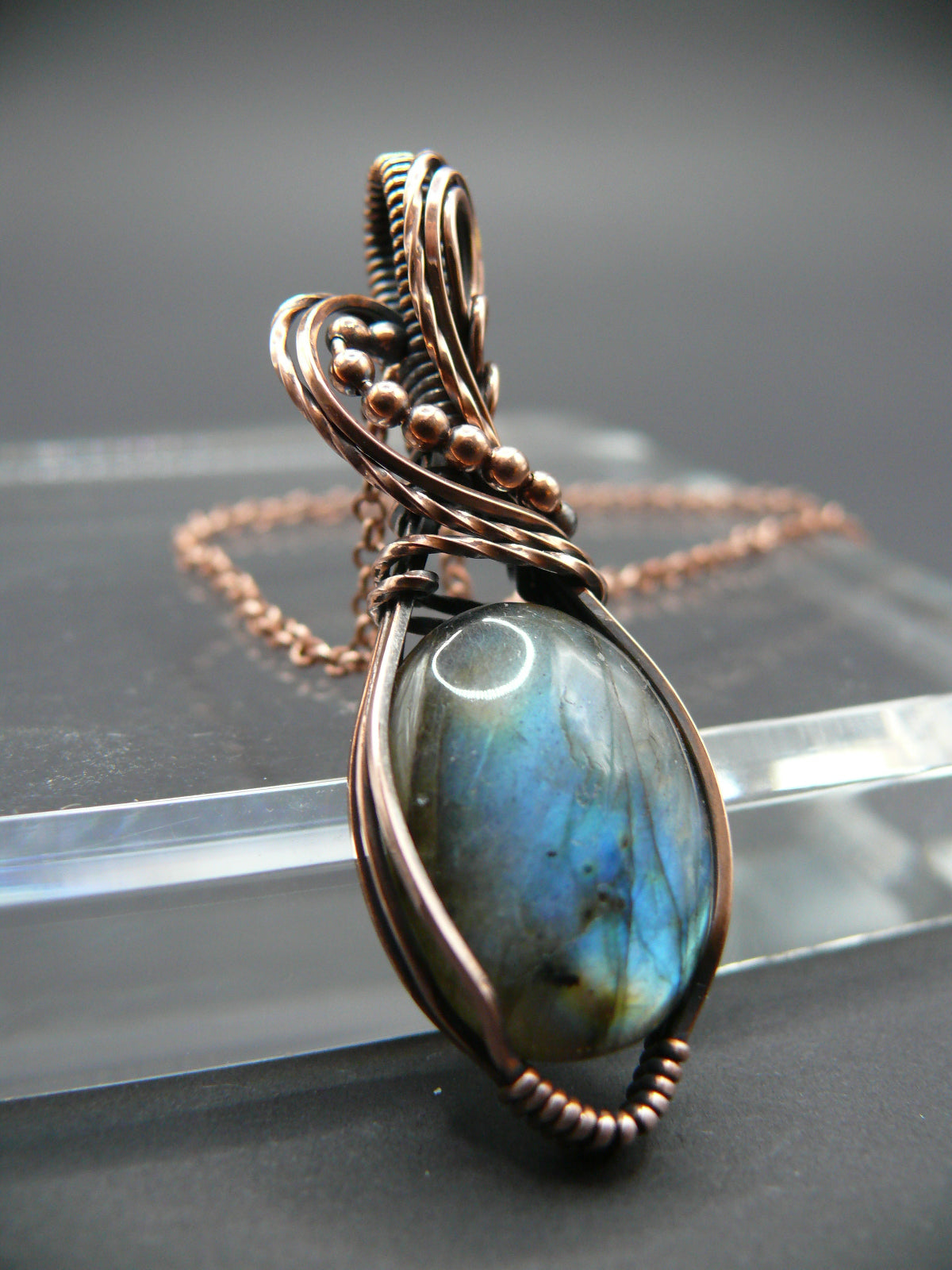 Blue labradorite gemstone necklace