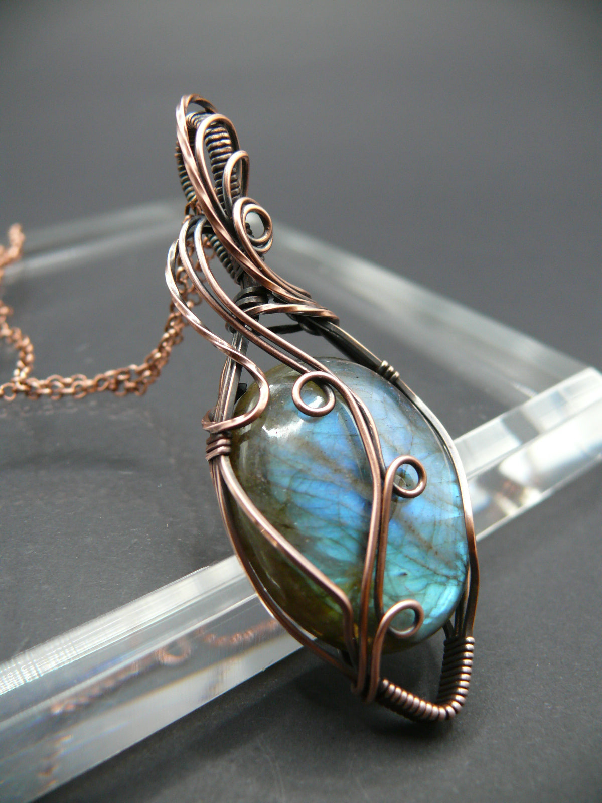 Boho dreams rustic Labradorite gemstone necklace