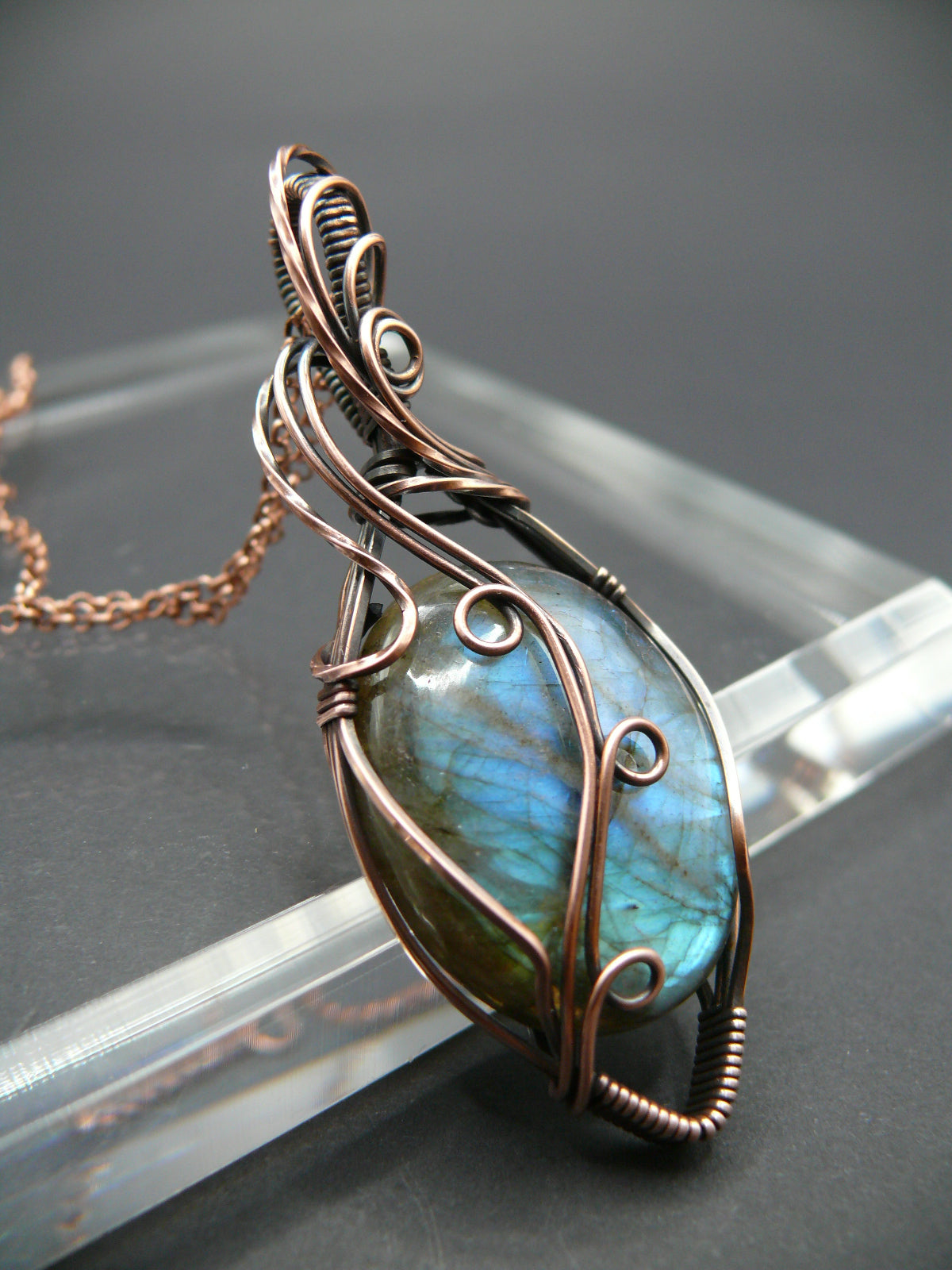 Boho dreams rustic Labradorite gemstone necklace