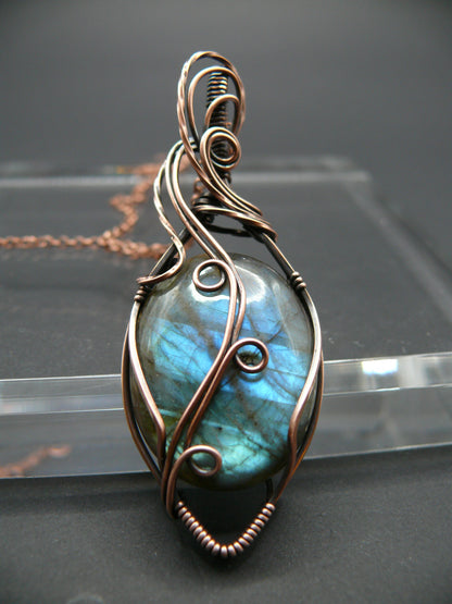 Boho dreams rustic Labradorite gemstone necklace