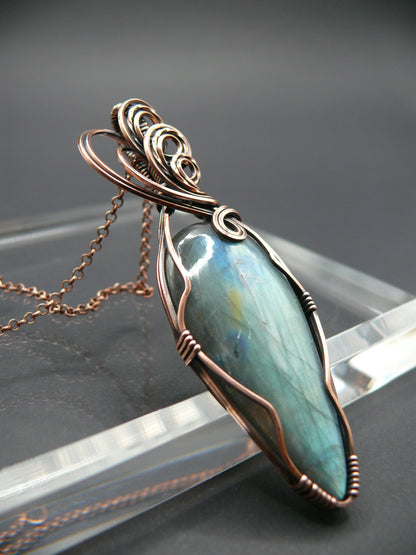 Large labradorite gemstone statement necklace