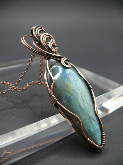 Large labradorite gemstone statement necklace