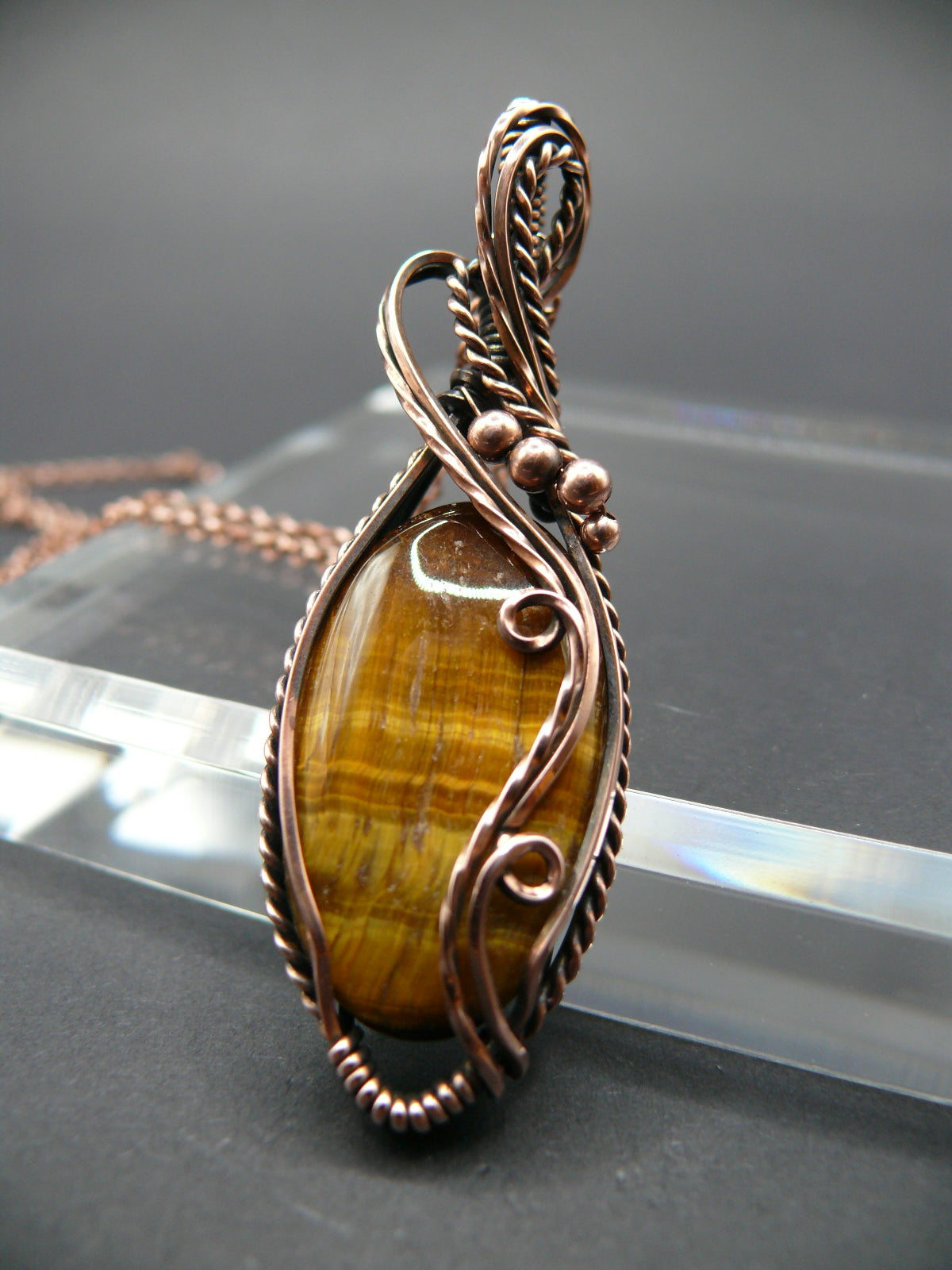 Boho style tiger eye gemstone necklace