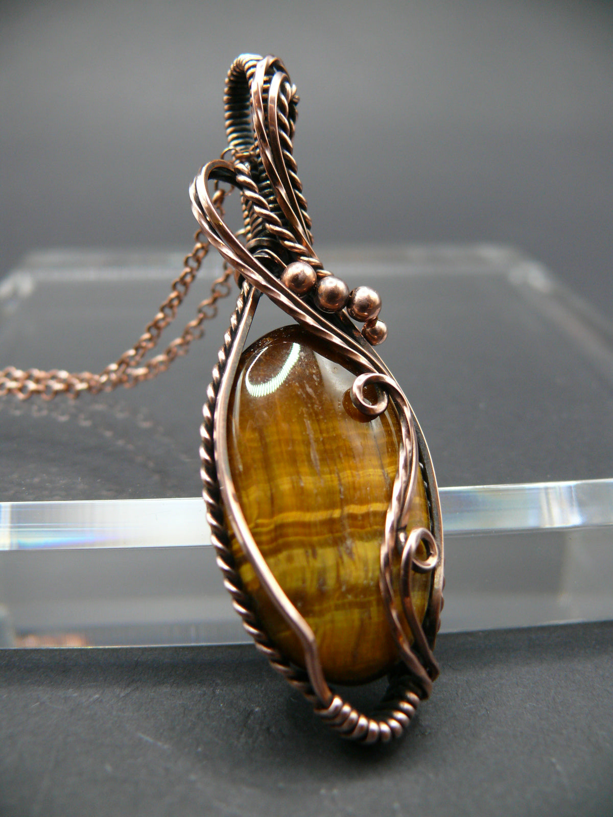 Boho style tiger eye gemstone necklace