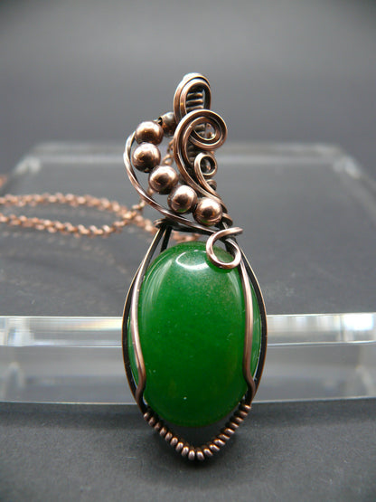 Enchanting Jade handmade copper wire-wrapped pendant