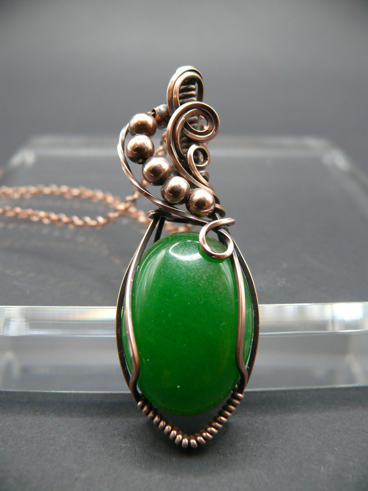 Enchanting Jade handmade copper wire-wrapped pendant