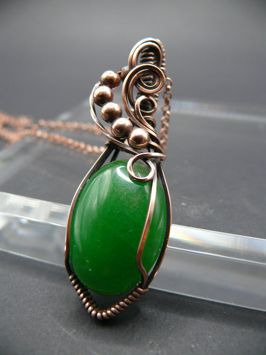 Enchanting Jade handmade copper wire-wrapped pendant