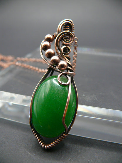 Enchanting Jade handmade copper wire-wrapped pendant