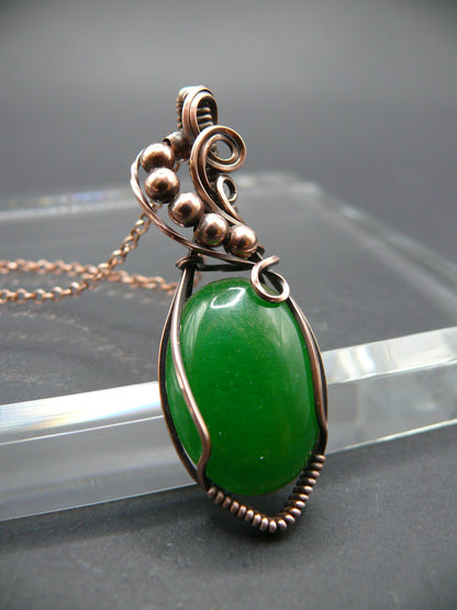 Enchanting Jade handmade copper wire-wrapped pendant