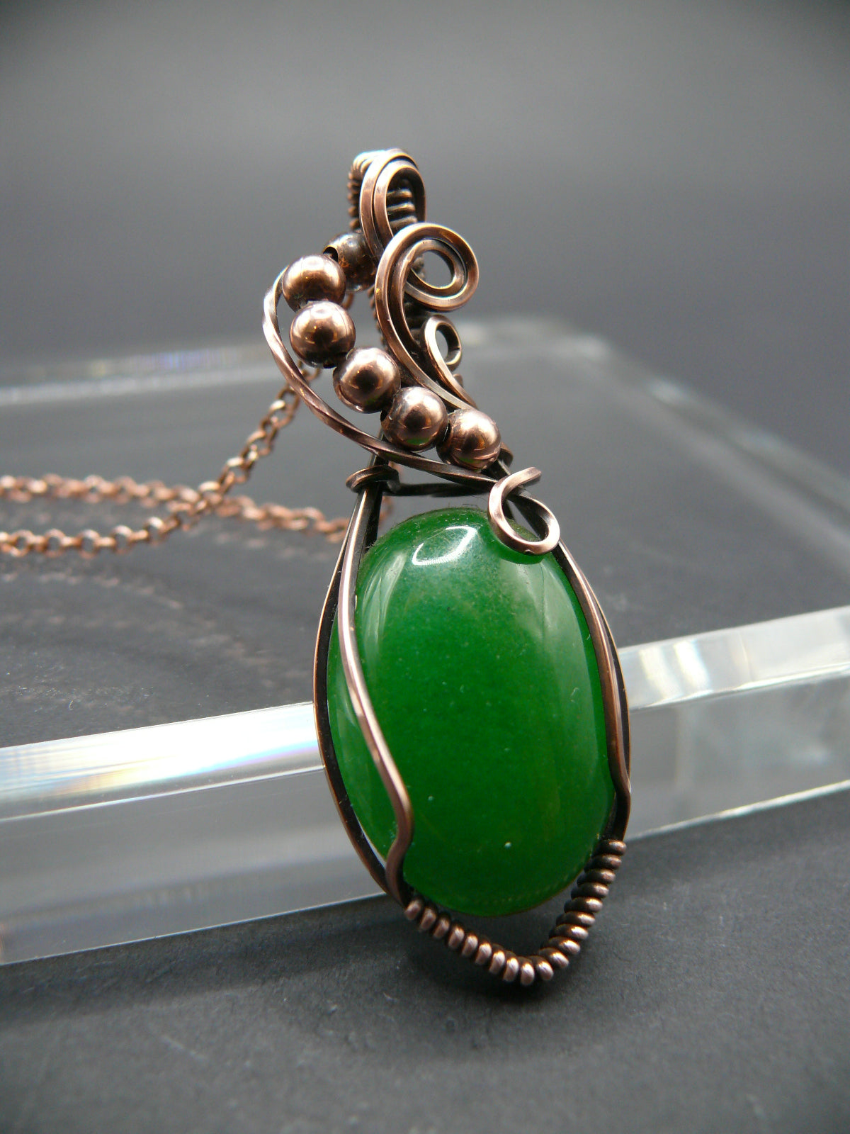 Enchanting Jade handmade copper wire-wrapped pendant