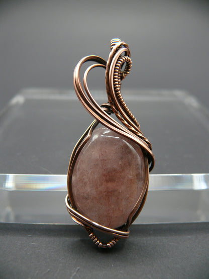 Handmade strawberry quartz gemstone pendant