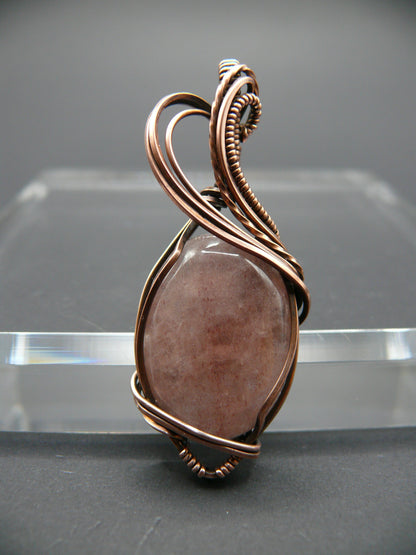 Handmade strawberry quartz gemstone pendant