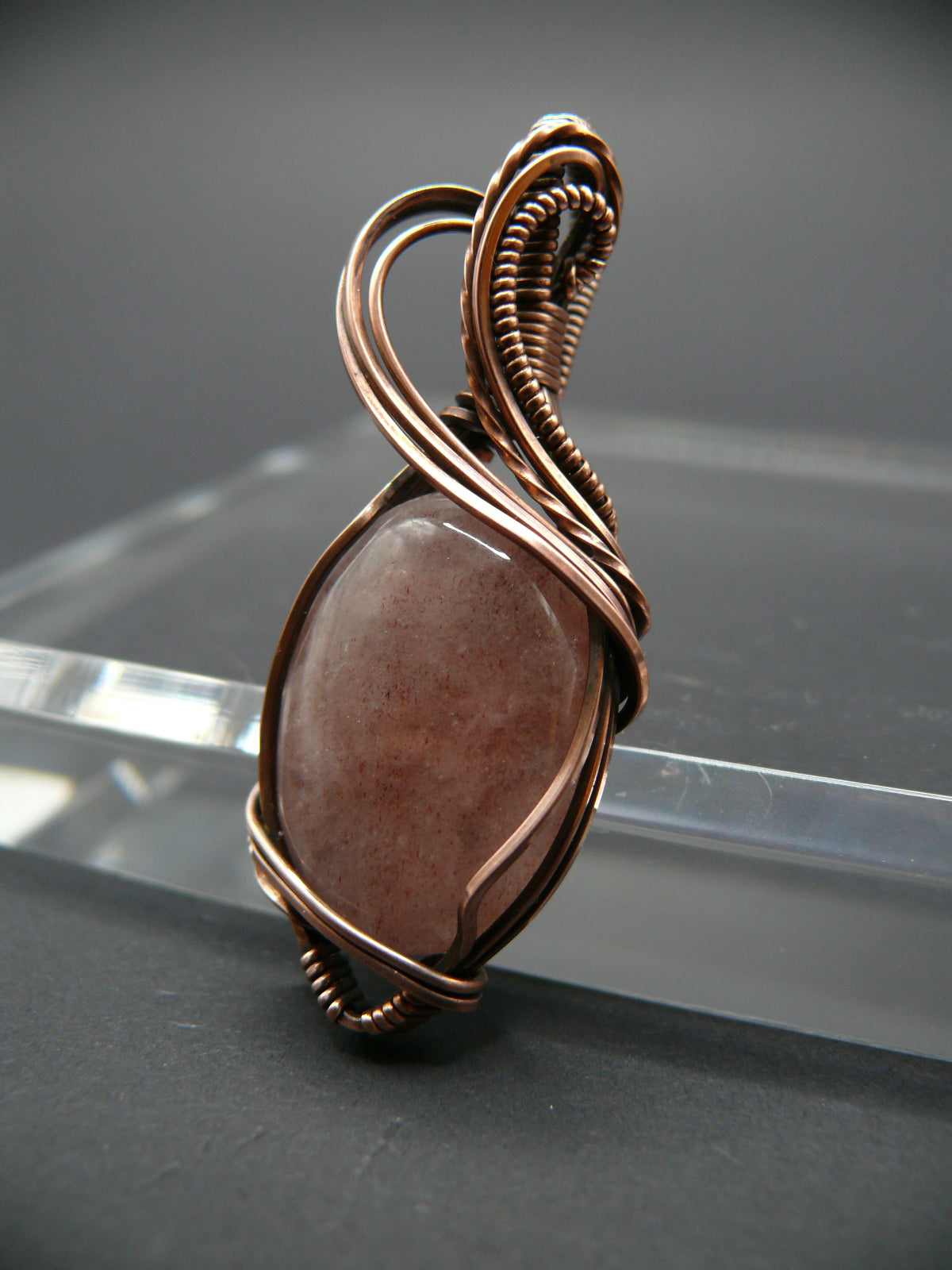 Handmade strawberry quartz gemstone pendant