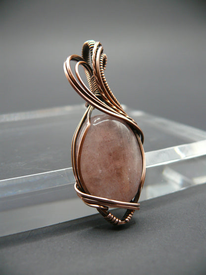 Handmade strawberry quartz gemstone pendant