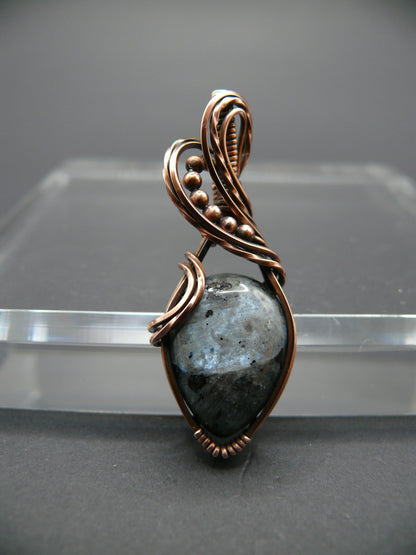 Boho style larvikite gemstone pendant