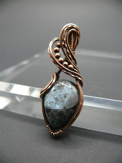 Boho style larvikite gemstone pendant