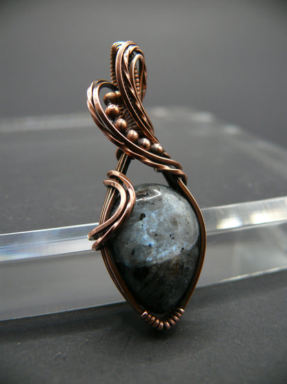 Boho style larvikite gemstone pendant