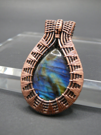 Labradorite pendant wrapped in antiqued copper