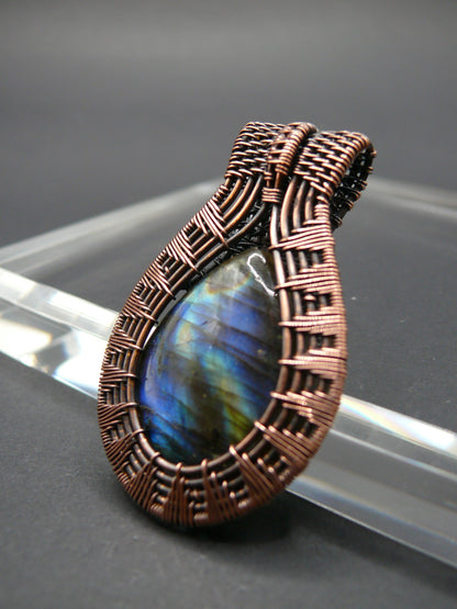 Labradorite pendant wrapped in antiqued copper