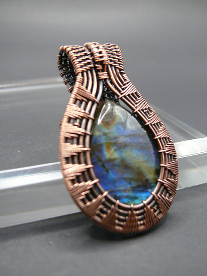 Labradorite pendant wrapped in antiqued copper