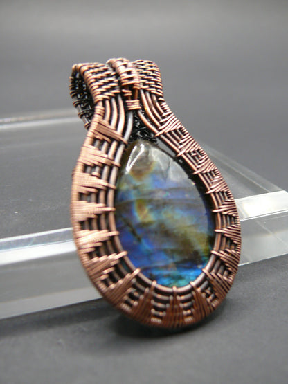 Labradorite pendant wrapped in antiqued copper