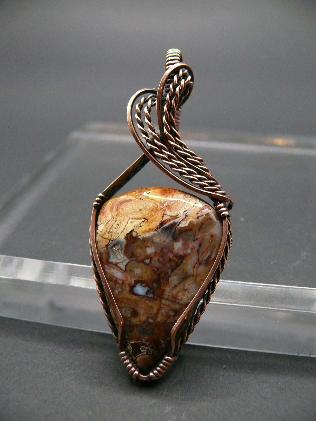 Wire wrapped jasper pendant