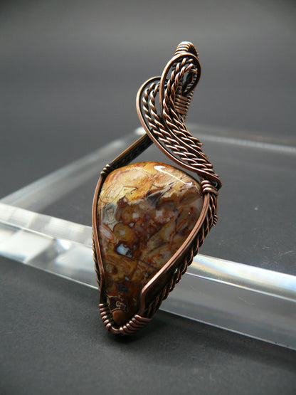 Wire wrapped jasper pendant