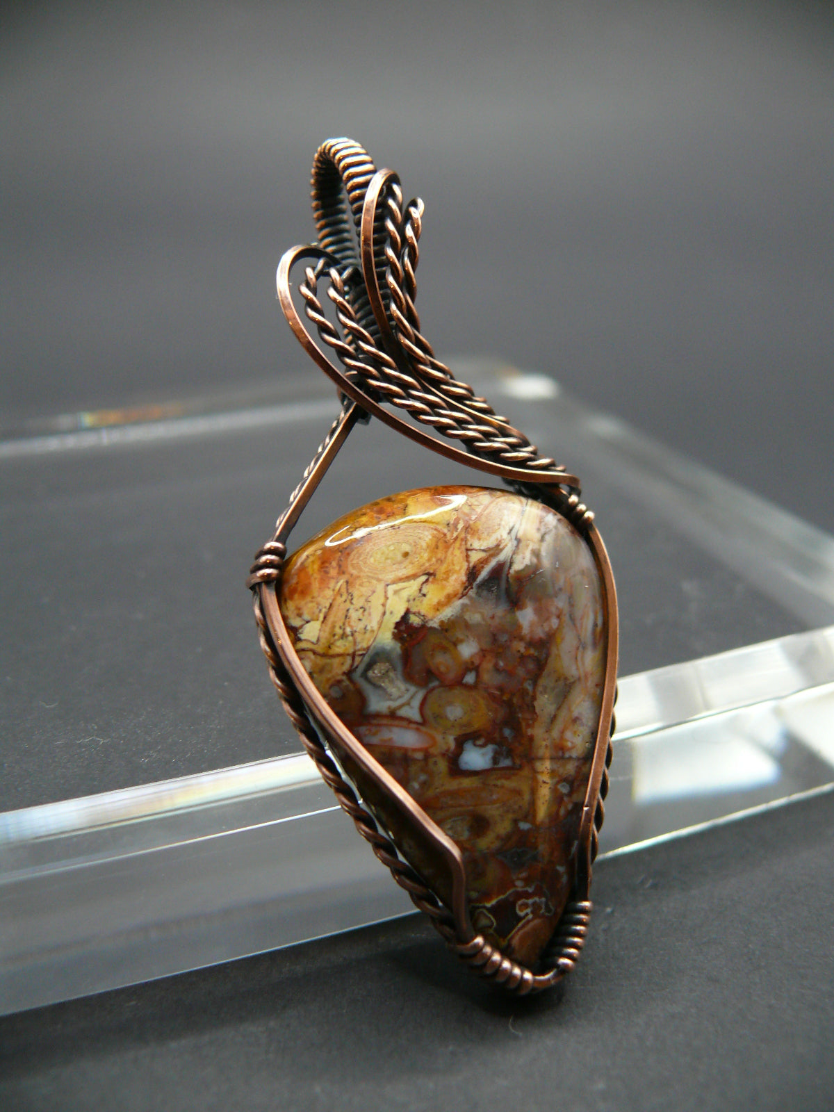 Wire wrapped jasper pendant