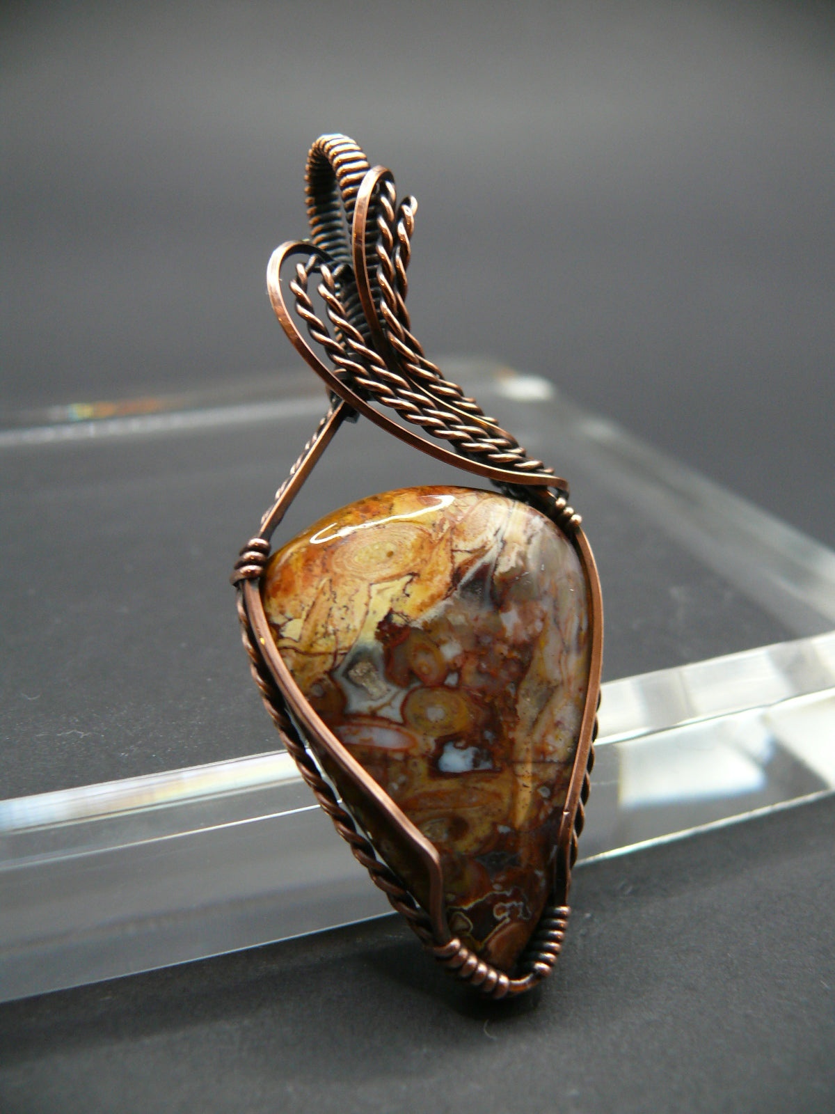 Wire wrapped jasper pendant