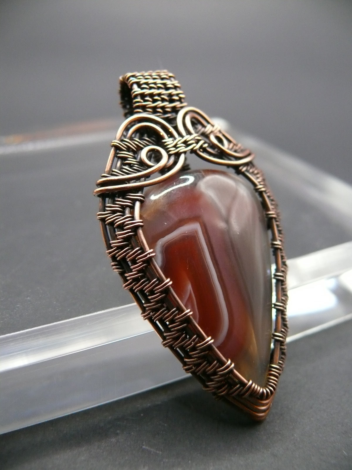 Wire wrapped agate pendant