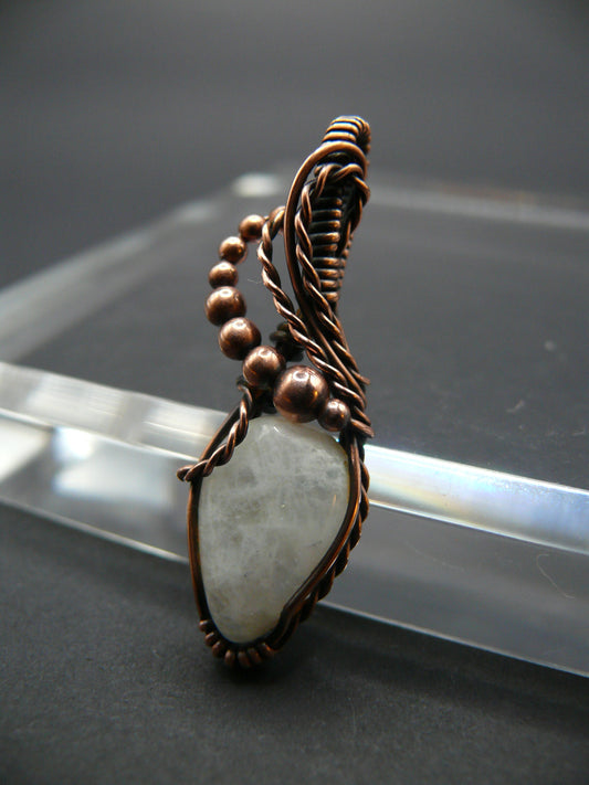 Wire wrapped white moonstone pendant