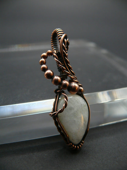 Wire wrapped white moonstone pendant