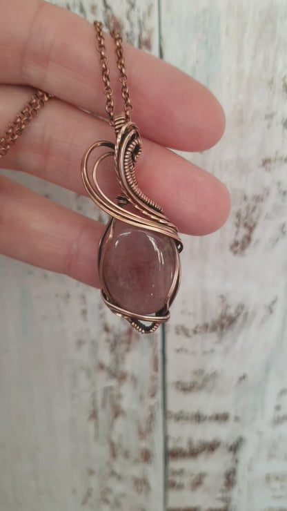 Handmade strawberry quartz gemstone pendant