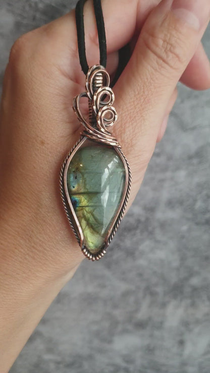 Large labradorite gemstone statement pendant