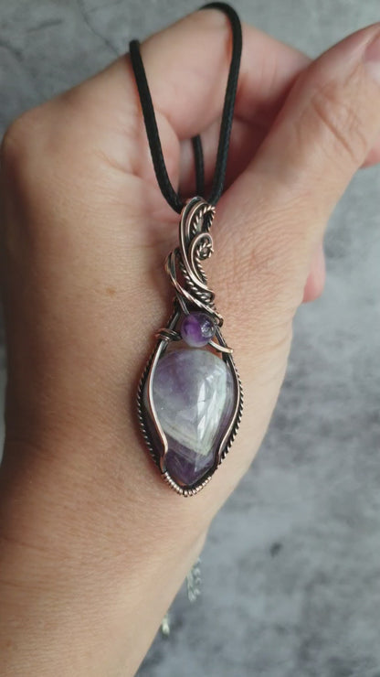 Wire wrapped amethyst pendant