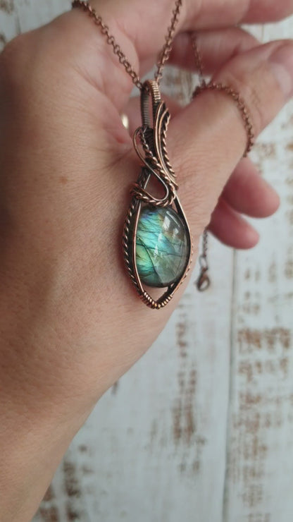 Wire wrapped Labradorite pendant