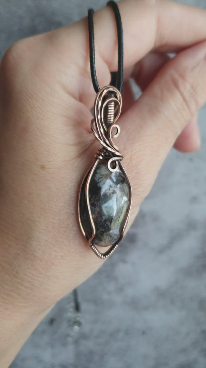 Wire wrapped ocean jasper pendant