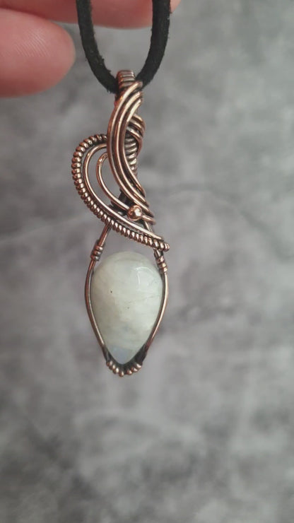 White moonstone teardrop pendant