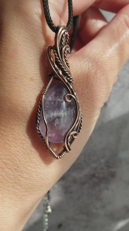 Elegant amethyst gemstone pendant in antiqued copper