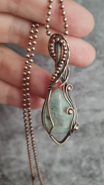 Rainbow Moonstone wire wrapped pendant