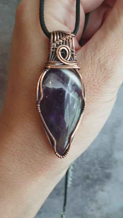 Dark purple laced amethyst statement pendant