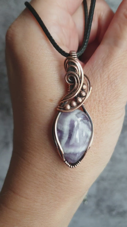 Wire wrapped lace amethyst pendant