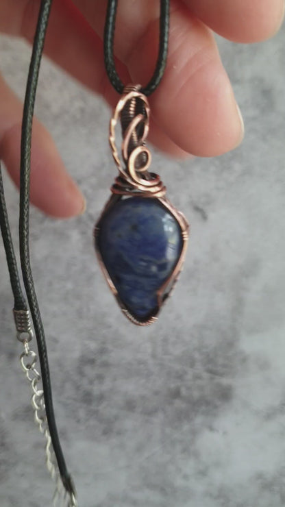 Handmade blue sodalite gemstone pendant