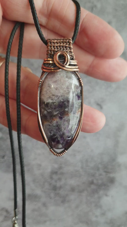 Purple amethyst gemstone statement pendant