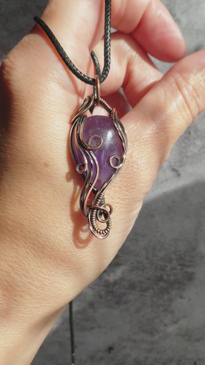 Handmade purple amethyst gemstone pendant