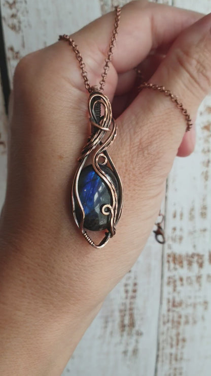 Wire wrapped blue labradorite talisman