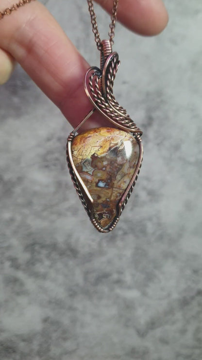 Wire wrapped jasper pendant