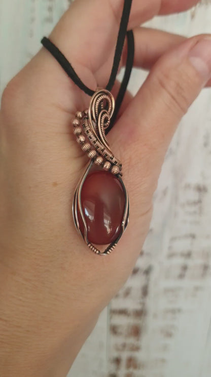 Deep red agate gemstone pendant